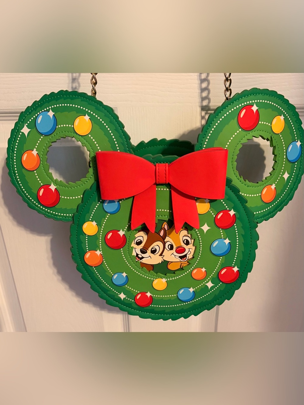 Loungefly Disney Chip & Dale Christmas Wreath Crossbody New